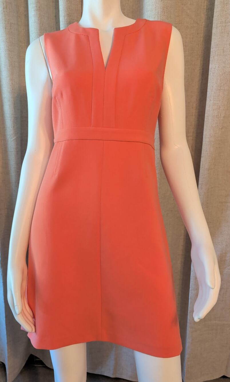 NWT Diane Von Furstenberg Fleur Pique Sleeveless Split Neck Mini Shift Dress 4